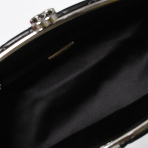 Very Good Condition CHANEL Clutch Bag Matelasse Black Lambskin Silver Hardware No. 13 Used 4a008197