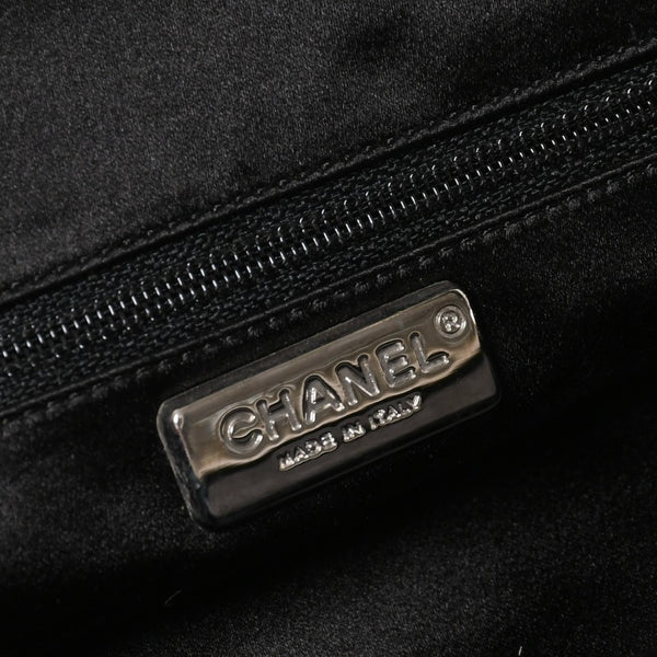 Very Good Condition CHANEL Clutch Bag Matelasse Black Lambskin Silver Hardware No. 13 Used 4a008197