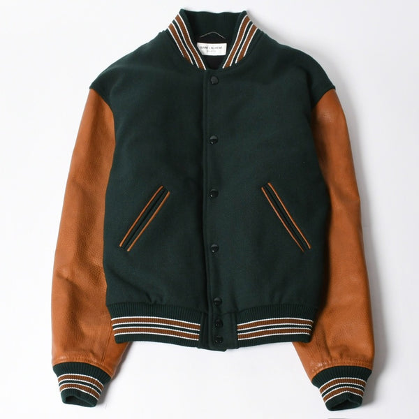 極美品 SAINT LAURENT サンローラン 17AW アウター ジャケット サイズ46 ダークグリーン ブラウン オレンジ 494172 Y180W 中古 4a008358