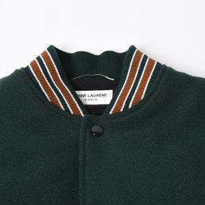 極美品 SAINT LAURENT サンローラン 17AW アウター ジャケット サイズ46 ダークグリーン ブラウン オレンジ 494172 Y180W 中古 4a008358