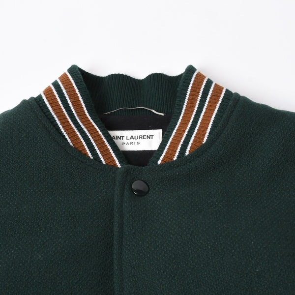 極美品 SAINT LAURENT サンローラン 17AW アウター ジャケット サイズ46 ダークグリーン ブラウン オレンジ 494172 Y180W 中古 4a008358