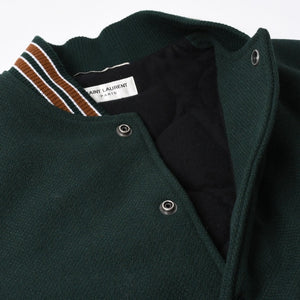 極美品 SAINT LAURENT サンローラン 17AW アウター ジャケット サイズ46 ダークグリーン ブラウン オレンジ 494172 Y180W 中古 4a008358