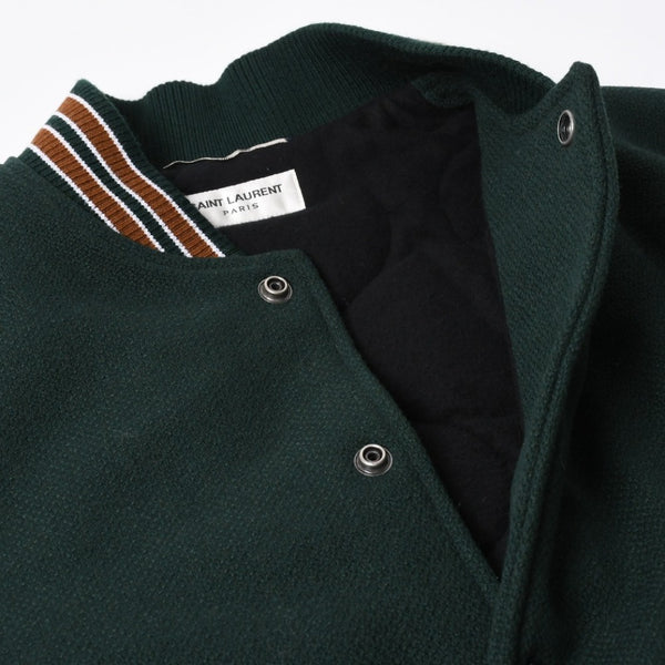 極美品 SAINT LAURENT サンローラン 17AW アウター ジャケット サイズ46 ダークグリーン ブラウン オレンジ 494172 Y180W 中古 4a008358