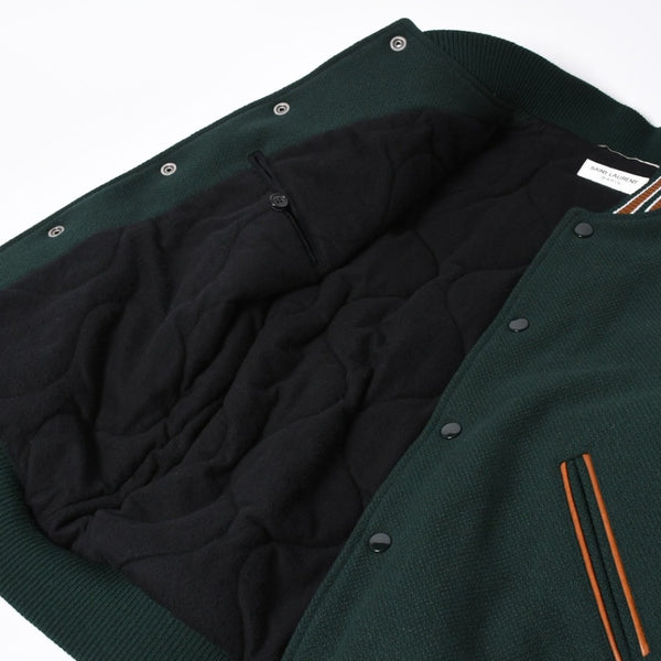 極美品 SAINT LAURENT サンローラン 17AW アウター ジャケット サイズ46 ダークグリーン ブラウン オレンジ 494172 Y180W 中古 4a008358