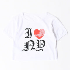 新品未使用 CHROME HEARTS クロムハーツ ヴァインハート クロップド 半袖Tシャツ サイズO/S ホワイト I♡ NY ニューヨーク限定 中古 4a007554