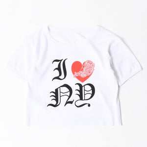 新品未使用 CHROME HEARTS クロムハーツ ヴァインハート クロップド 半袖Tシャツ サイズO/S ホワイト I♡ NY ニューヨーク限定 中古 4a007554