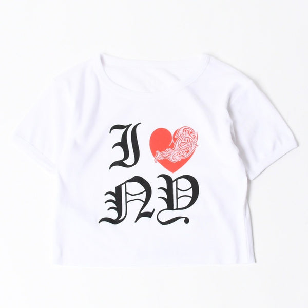 新品未使用 CHROME HEARTS クロムハーツ ヴァインハート クロップド 半袖Tシャツ サイズO/S ホワイト I♡ NY ニューヨーク限定 中古 4a007554