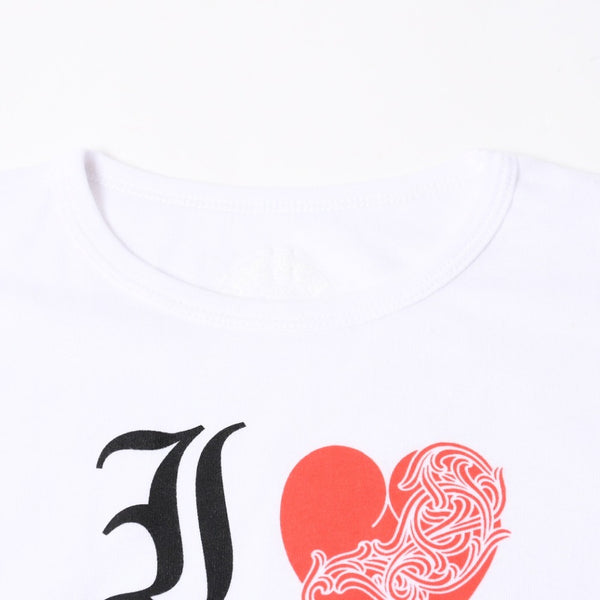 新品未使用 CHROME HEARTS クロムハーツ ヴァインハート クロップド 半袖Tシャツ サイズO/S ホワイト I♡ NY ニューヨーク限定 中古 4a007554