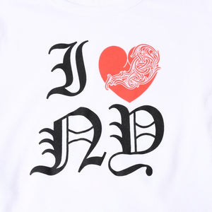 新品未使用 CHROME HEARTS クロムハーツ ヴァインハート クロップド 半袖Tシャツ サイズO/S ホワイト I♡ NY ニューヨーク限定 中古 4a007554