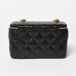 極美品 CHANEL シャネル バニティ チェーンショルダーバッグ ブラック ゴールド金具 ラムスキン ランダム番台 中古 4a008196