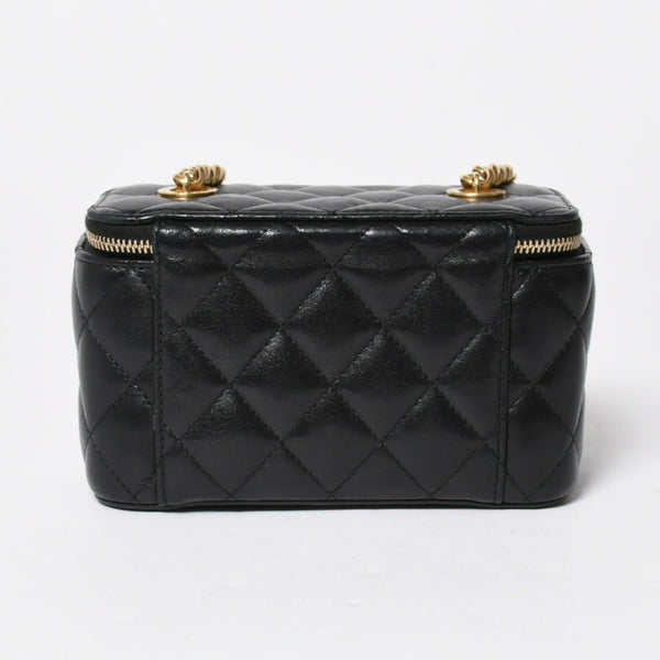 極美品 CHANEL シャネル バニティ チェーンショルダーバッグ ブラック ゴールド金具 ラムスキン ランダム番台 中古 4a008196