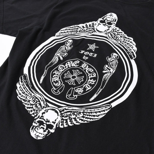 極美品 CHROME HEARTS クロムハーツ 半袖 Tシャツ 半袖Tシャツ ジョー・フォティ ブラック ホワイト サイズS 中古 4a007943