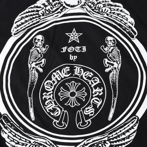 極美品 CHROME HEARTS クロムハーツ 半袖 Tシャツ 半袖Tシャツ ジョー・フォティ ブラック ホワイト サイズS 中古 4a007943