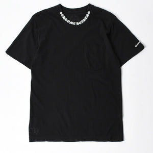 極美品 CHROME HEARTS クロムハーツ Tシャツ 半袖Tシャツ ネックロゴ ポケットロゴ ブラック ホワイト サイズM 中古 4a008297