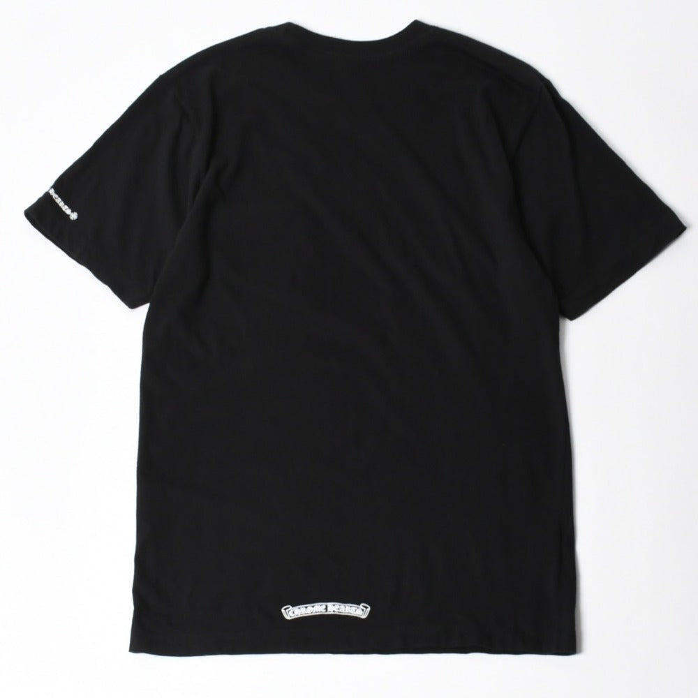 極美品 CHROME HEARTS クロムハーツ Tシャツ 半袖Tシャツ ネックロゴ ポケットロゴ ブラック ホワイト サイズM 中古 4a008297