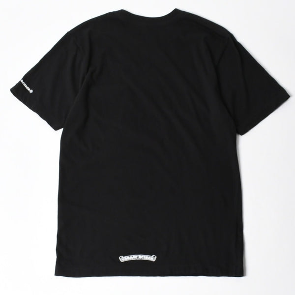 極美品 CHROME HEARTS クロムハーツ Tシャツ 半袖Tシャツ ネックロゴ ポケットロゴ ブラック ホワイト サイズM 中古 4a008297