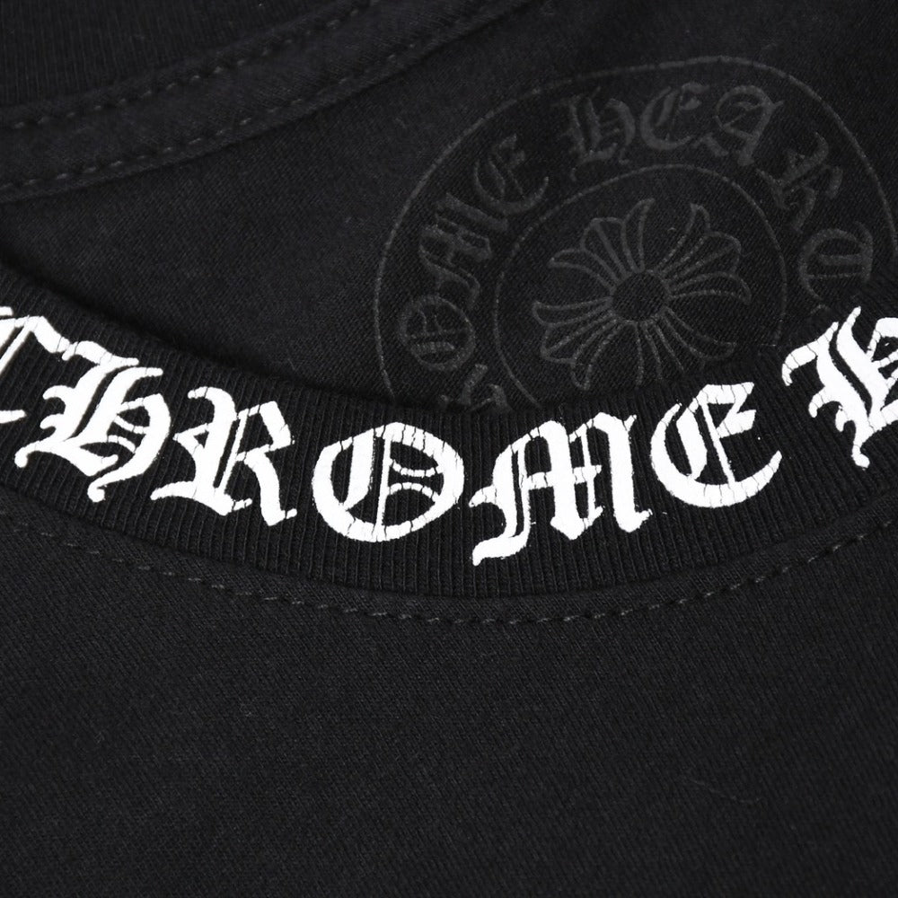 極美品 CHROME HEARTS クロムハーツ Tシャツ 半袖Tシャツ ネックロゴ ポケットロゴ ブラック ホワイト サイズM 中古 4a008297