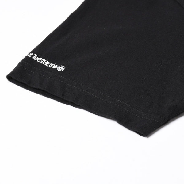 極美品 CHROME HEARTS クロムハーツ Tシャツ 半袖Tシャツ ネックロゴ ポケットロゴ ブラック ホワイト サイズM 中古 4a008297