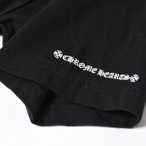 極美品 CHROME HEARTS クロムハーツ Tシャツ 半袖Tシャツ ネックロゴ ポケットロゴ ブラック ホワイト サイズM 中古 4a008297