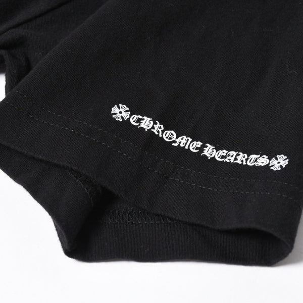 極美品 CHROME HEARTS クロムハーツ Tシャツ 半袖Tシャツ ネックロゴ ポケットロゴ ブラック ホワイト サイズM 中古 4a008297