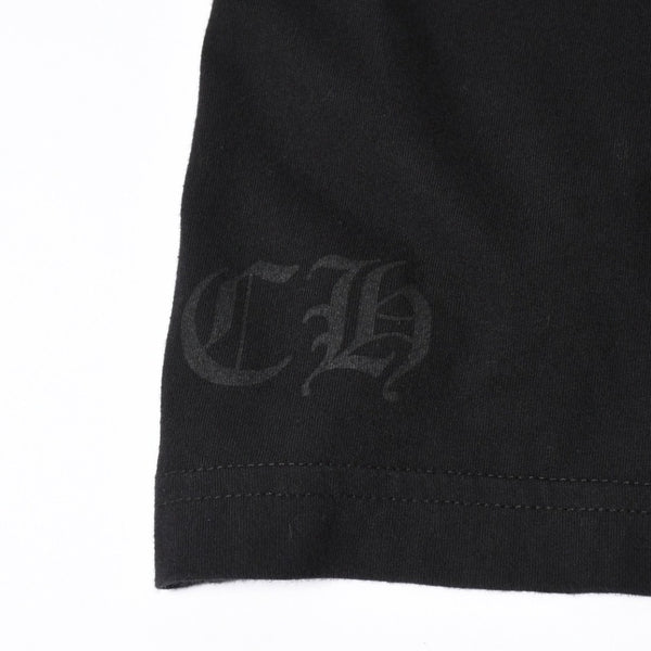 極美品 CHROME HEARTS クロムハーツ Tシャツ 半袖Tシャツ ネックロゴ ポケットロゴ ブラック ホワイト サイズM 中古 4a008297