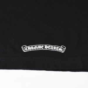 極美品 CHROME HEARTS クロムハーツ Tシャツ 半袖Tシャツ ネックロゴ ポケットロゴ ブラック ホワイト サイズM 中古 4a008297