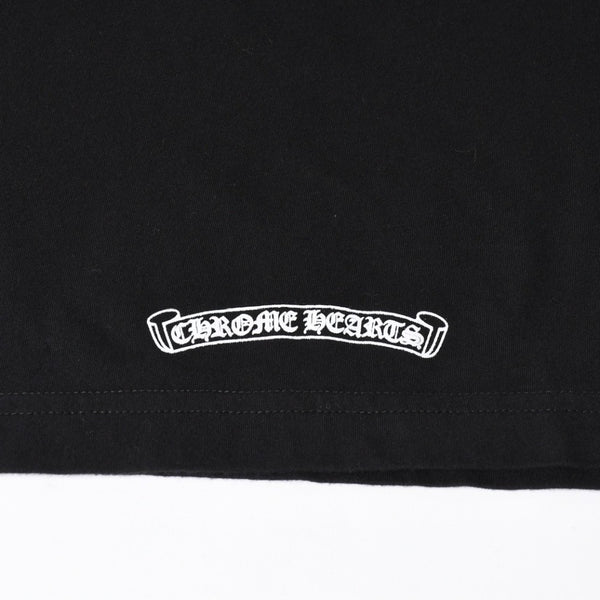 極美品 CHROME HEARTS クロムハーツ Tシャツ 半袖Tシャツ ネックロゴ ポケットロゴ ブラック ホワイト サイズM 中古 4a008297