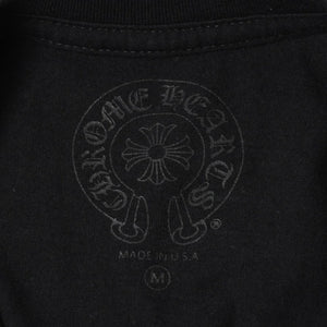 極美品 CHROME HEARTS クロムハーツ Tシャツ 半袖Tシャツ ネックロゴ ポケットロゴ ブラック ホワイト サイズM 中古 4a008297