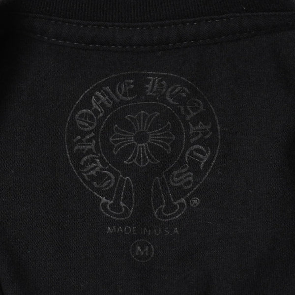 極美品 CHROME HEARTS クロムハーツ Tシャツ 半袖Tシャツ ネックロゴ ポケットロゴ ブラック ホワイト サイズM 中古 4a008297