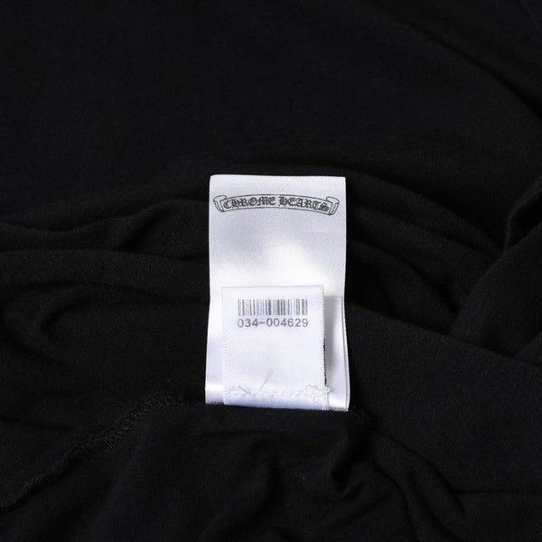 極美品 CHROME HEARTS クロムハーツ Tシャツ 半袖Tシャツ ネックロゴ ポケットロゴ ブラック ホワイト サイズM 中古 4a008297