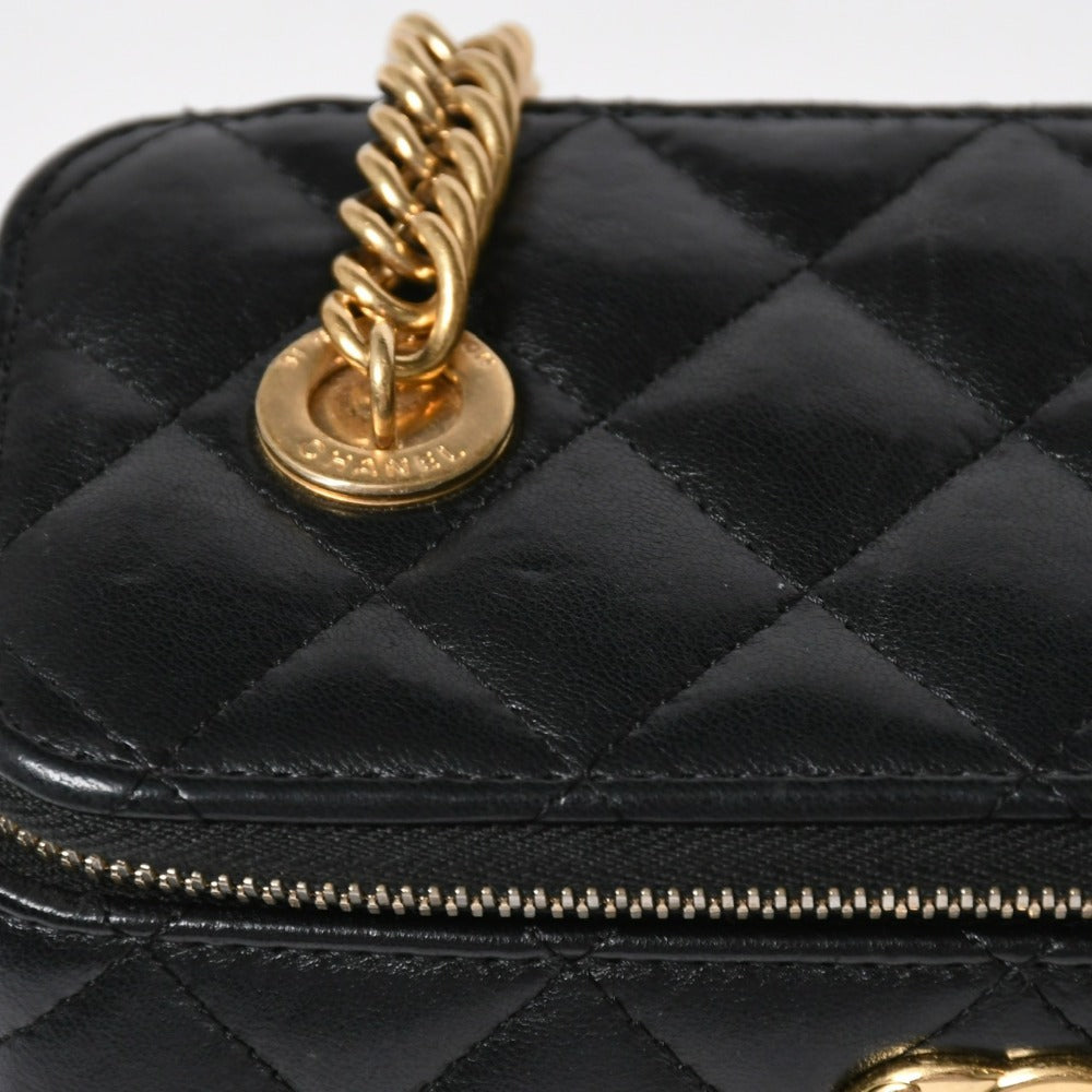 Very Good Condition CHANEL Vanity Chain Shoulder Bag Black Gold Hardware Lambskin Random Number Used 4a008196
