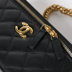 極美品 CHANEL シャネル バニティ チェーンショルダーバッグ ブラック ゴールド金具 ラムスキン ランダム番台 中古 4a008196