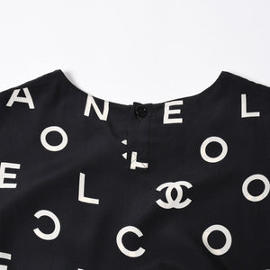 極美品 CHANEL シャネル ワンピース トップス サイズ42 Black ブラック White ホワイト P07947V05558 中古 4a008356