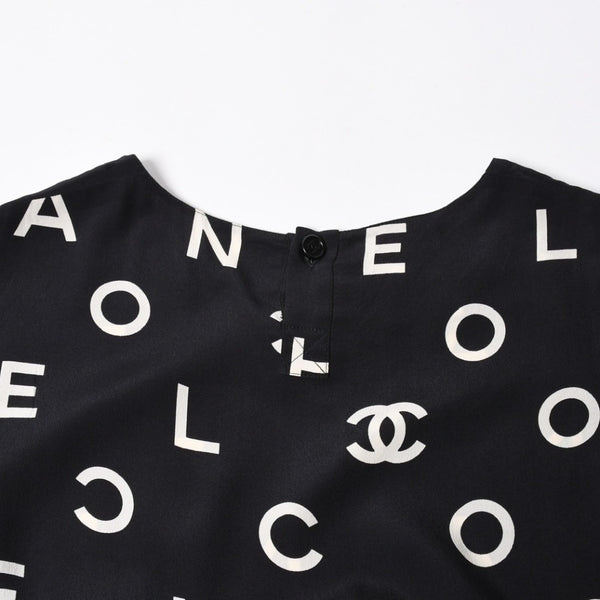 極美品 CHANEL シャネル ワンピース トップス サイズ42 Black ブラック White ホワイト P07947V05558 中古 4a008356