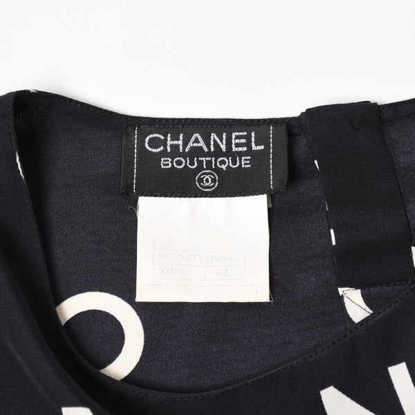 極美品 CHANEL シャネル ワンピース トップス サイズ42 Black ブラック White ホワイト P07947V05558 中古 4a008356