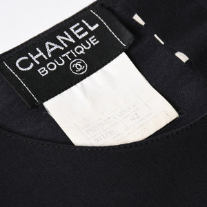 極美品 CHANEL シャネル ワンピース トップス サイズ42 Black ブラック White ホワイト P07947V05558 中古 4a008356