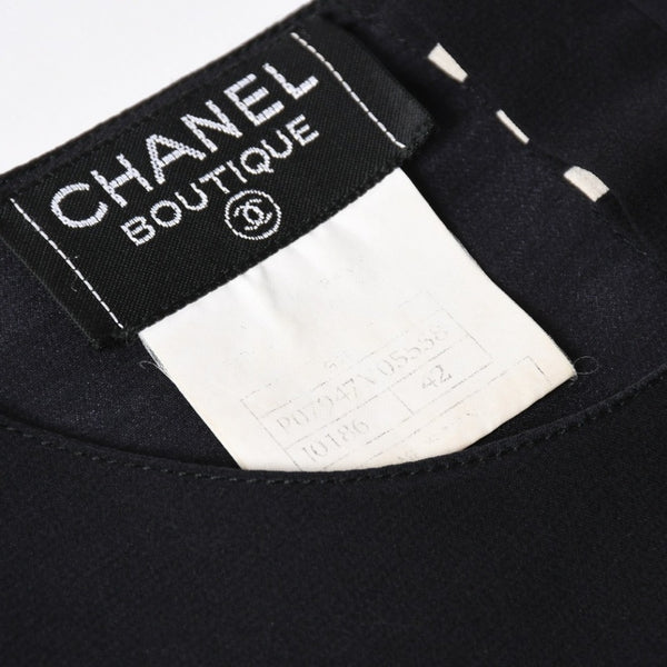 極美品 CHANEL シャネル ワンピース トップス サイズ42 Black ブラック White ホワイト P07947V05558 中古 4a008356