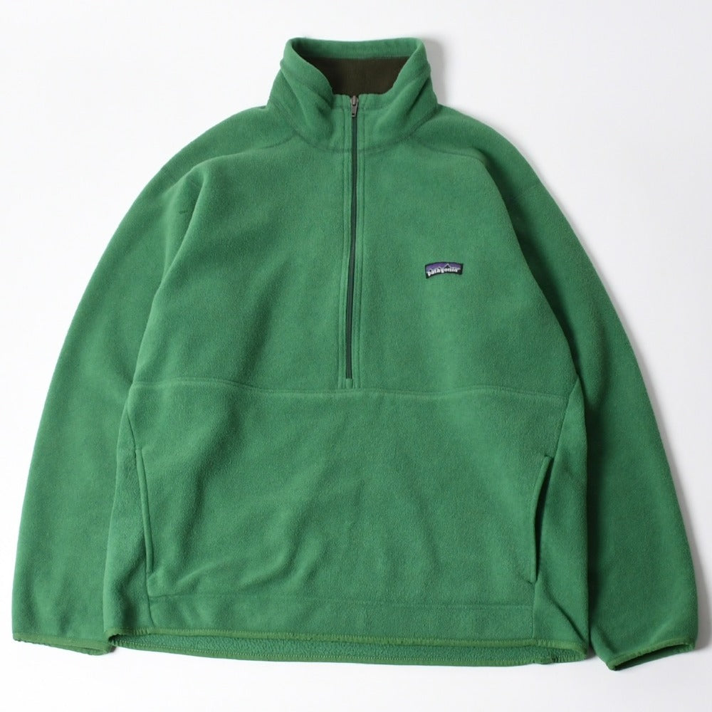 極美品 Patagonia パタゴニア ハーフジップ フリース プルオーバー グリーン シンチラ マースピアル 中古 4a008431