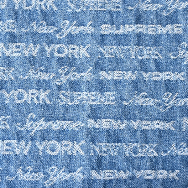 極美品 Supreme シュプリーム ジャケット サイズL Multi Type Jacquard Denim Shirt ジャガードシャツ ブルー シルバー金具 中古 4a008432