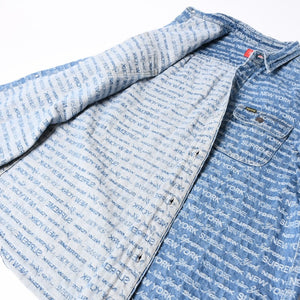 極美品 Supreme シュプリーム ジャケット サイズL Multi Type Jacquard Denim Shirt ジャガードシャツ ブルー シルバー金具 中古 4a008432