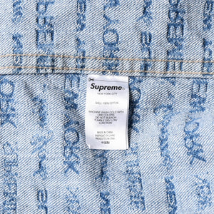 極美品 Supreme シュプリーム ジャケット サイズL Multi Type Jacquard Denim Shirt ジャガードシャツ ブルー シルバー金具 中古 4a008432