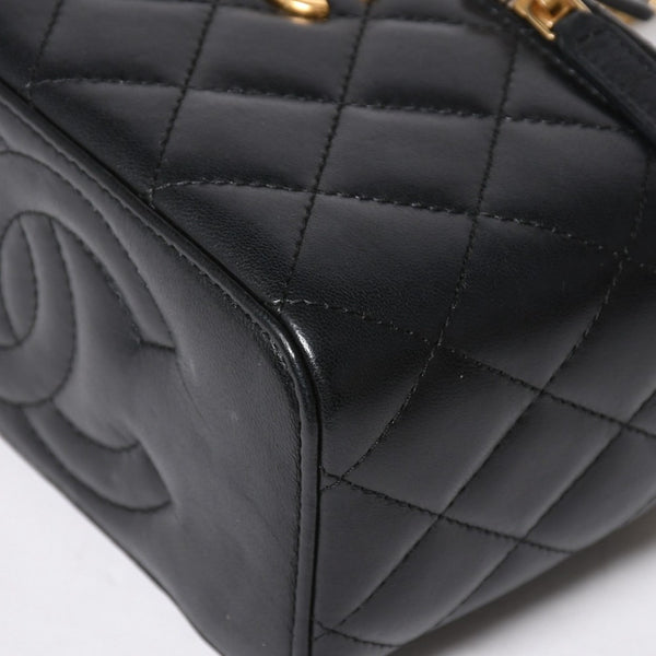 極美品 CHANEL シャネル バニティ チェーンショルダーバッグ ブラック ゴールド金具 ラムスキン ランダム番台 中古 4a008196