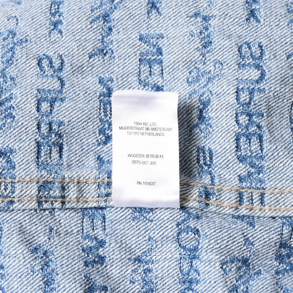極美品 Supreme シュプリーム ジャケット サイズL Multi Type Jacquard Denim Shirt ジャガードシャツ ブルー シルバー金具 中古 4a008432
