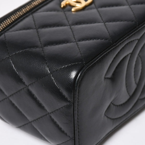 極美品 CHANEL シャネル バニティ チェーンショルダーバッグ ブラック ゴールド金具 ラムスキン ランダム番台 中古 4a008196