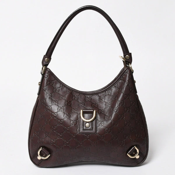 極美品 GUCCI グッチ ワンショルダーバッグ ハンドバッグ 130738 イタリア製 グッチシマレザー ブラウン ゴールド金具 中古 4a008265