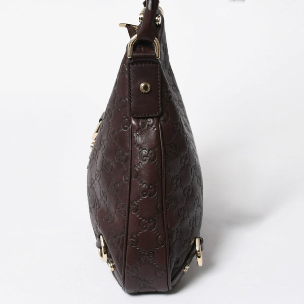 極美品 GUCCI グッチ ワンショルダーバッグ ハンドバッグ 130738 イタリア製 グッチシマレザー ブラウン ゴールド金具 中古 4a008265