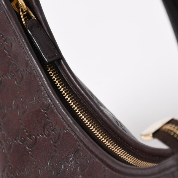 極美品 GUCCI グッチ ワンショルダーバッグ ハンドバッグ 130738 イタリア製 グッチシマレザー ブラウン ゴールド金具 中古 4a008265