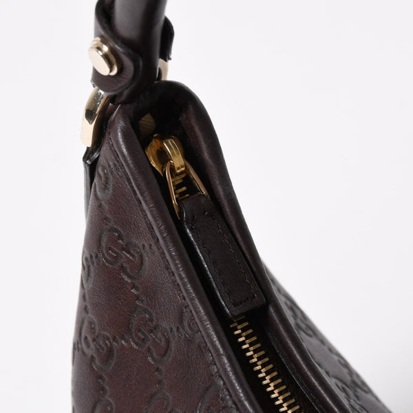極美品 GUCCI グッチ ワンショルダーバッグ ハンドバッグ 130738 イタリア製 グッチシマレザー ブラウン ゴールド金具 中古 4a008265
