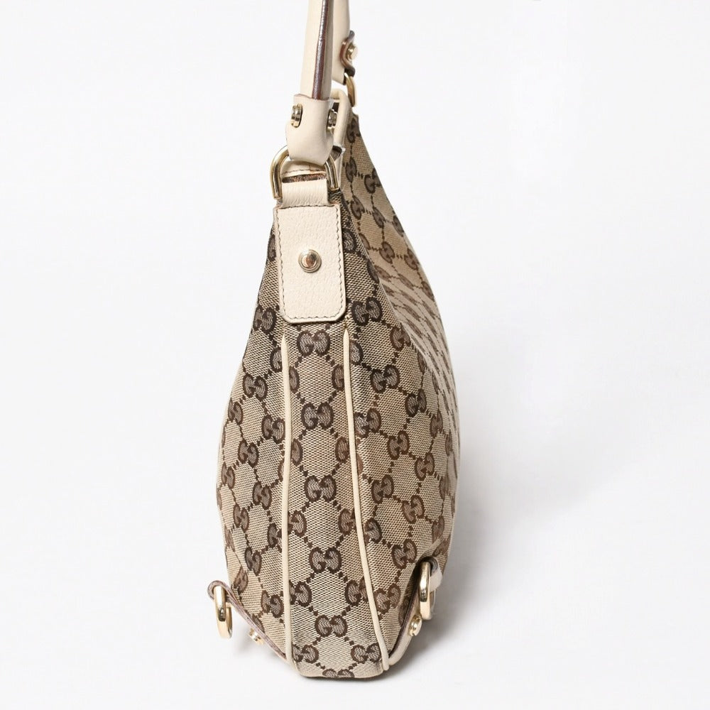 Very good condition GUCCI Gucci one shoulder bag handbag 130738 GG canvas leather beige white gold hardware used 4a008261