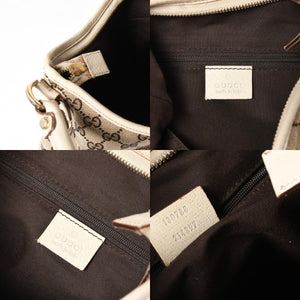 極美品 GUCCI グッチ ワンショルダーバッグ ハンドバッグ 130738 GGキャンバス レザー ベージュ ホワイト ゴールド金具 中古 4a008261